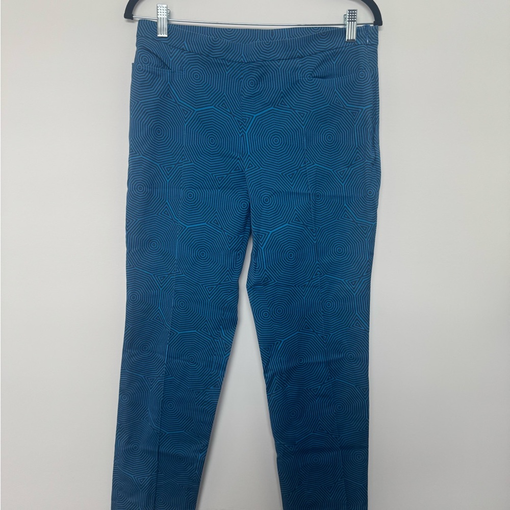Akris Punto Blue Straight Leg Pants with Textured Fabric
